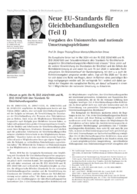 Dokument Neue EU-Standards f&uuml;r Gleichbehandlungsstellen (Teil I)