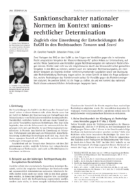 Dokument Sanktionscharakter nationaler Normen im Kontext unionsrechtlicher Determination