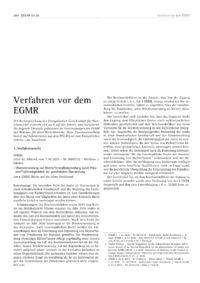 Dokument Verfahren vor dem EGMR