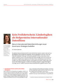 Dokument Kein Freifahrtschein: L&auml;nderlogiken als Stolpersteine internationaler Datenfl&uuml;sse