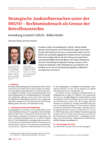 Dokument Strategische Auskunftsersuchen unter der DSGVO &ndash; Rechtsmissbrauch als Grenze der Betroffenenrechte