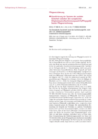 Dokument Koordinierung der Systeme der sozialen Sicherheit zwischen den europ&auml;ischen Mitgliedstaaten/Sachleistungsaushilfe/Pflegegeld/Soziale Pflegeversicherung