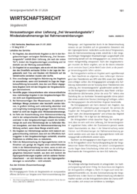 Dokument Voraussetzungen einer Lieferung &bdquo;frei Verwendungsstelle&ldquo;/Mindestabnahmemenge bei Rahmenvereinbarungen
