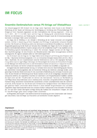 Dokument Ensemble-Denkmalschutz versus PV-Anlage auf Altstadthaus