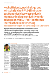 Dokument Hocheffiziente, nachhaltige und wirtschaftliche PFAS-Elimination aus Deponiesickerwasser durch Membranbiologie und Aktivkohleadsorption mit EU-POP-konformer thermischer Reaktivierung