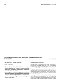 Dokument Zur Umsatzbesteuerung von Leistungen eines gemeinn&uuml;tzigen Sportvereins