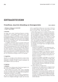 Dokument Firmenfitness, steuerliche Behandlung von Nutzungsvorteilen