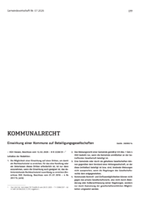 Dokument Einwirkung einer Kommune auf Beteiligungsgesellschaften