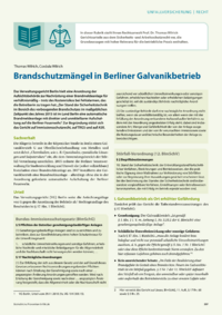 Dokument Brandschutzm&auml;ngel in Berliner Galvanikbetrieb