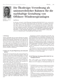 Dokument Die &Ouml;kodesign-Verordnung als unionsrechtlicher Rahmen f&uuml;r die nachhaltige Gestaltung von Offshore-Windenergieanlagen
