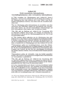 Dokument Artikel 432 Nicht wesentliche Informationen, Gesch&auml;ftsgeheimnisse oder vertrauliche Informationen