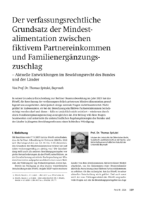 Dokument Der verfassungsrechtliche Grundsatz der Mindestalimentation zwischen fiktivem Partnereinkommen und Familienerg&auml;nzungszuschlag