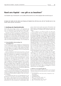Dokument Rund ums Kapital &ndash; was gilt es zu beachten?