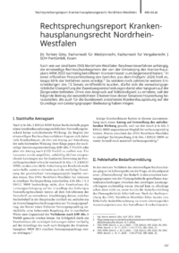 Dokument Rechtsprechungsreport Krankenhausplanungsrecht Nordrhein-Westfalen
