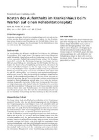 Dokument Kosten des Aufenthalts im Krankenhaus beim Warten auf einen Rehabilitationsplatz