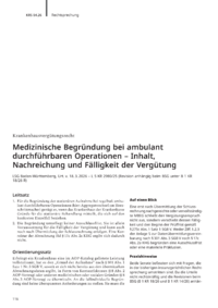 Dokument Medizinische Begr&uuml;ndung bei ambulant durchf&uuml;hrbaren Operationen &ndash; Inhalt, Nachreichung und F&auml;lligkeit der Verg&uuml;tung
