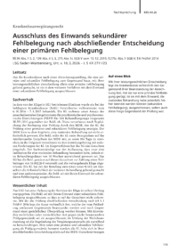Dokument Ausschluss des Einwands sekund&auml;rer Fehlbelegung nach abschlie&szlig;ender Entscheidung einer prim&auml;ren Fehlbelegung