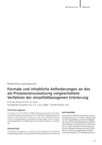 Dokument Formale und inhaltliche Anforderungen an das als Prozessvoraussetzung vorgeschaltete Verfahren der einzelfallbezogenen Er&ouml;rterung