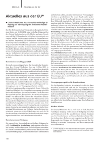 Dokument Critical Medicines Act: EU erzielt vorl&auml;ufige Einigung zur Versorgung mit kritischen Arzneimitteln