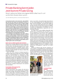 Dokument Private Banking kennt jeder.  
Jetzt kommt Private Giving