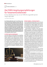 Dokument Die FORIS-Verg&uuml;tungsempfehlungen f&uuml;r Testamentsvollstrecker
