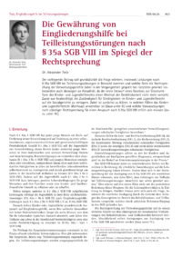 Dokument Die Gew&auml;hrung von Eingliederungshilfe bei Teilleistungsst&ouml;rungen nach &sect; 35a SGB VIII im Spiegel der Rechtsprechung