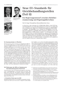 Dokument Neue EU-Standards f&uuml;r Gleichbehandlungsstellen (Teil II)