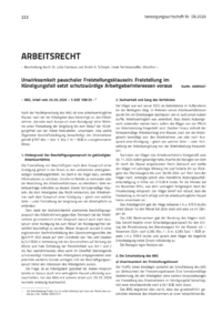 Dokument Unwirksamkeit pauschaler Freistellungsklauseln: Freistellung im K&uuml;ndigungsfall setzt schutzw&uuml;rdige Arbeitgeberinteressen voraus