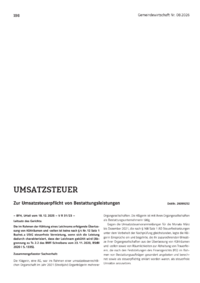 Dokument Zur Umsatzsteuerpflicht von Bestattungsleistungen
