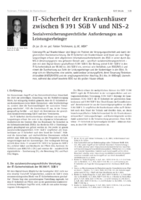 Dokument IT-Sicherheit der Krankenh&auml;user zwischen &sect; 391 SGB V und NIS-2