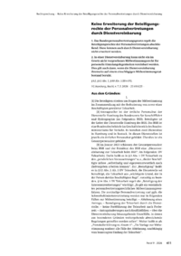 Dokument Keine Erweiterung der Beteiligungsrechte der Personalvertretungen durch Dienstvereinbarung