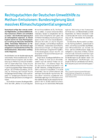 Dokument Rechtsgutachten der Deutschen Umwelthilfe zu Methan-Emissionen: Bundesregierung l&auml;sst massives Klimaschutzpotential ungenutzt 