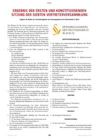 Dokument Ergebnis der ersten und konstituierenden Sitzung der Siebten Vertreterversammlung