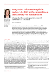 Dokument Analyse der Informationspflicht nach Art. 24 DSG bei Suchmaschinen-Indexierung von Kundendaten