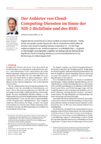 Dokument Der Anbieter von Cloud-Computing-Diensten im Sinne der NIS-2-Richtlinie und des BSIG