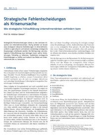 Dokument Strategische Fehlentscheidungen als Krisenursache