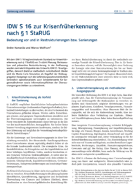 Dokument IDW S 16 zur Krisenfr&uuml;herkennung nach &sect; 1 StaRUG