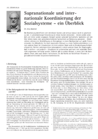 Dokument Supranationale und internationale Koordinierung der Sozialsysteme &ndash; ein &Uuml;berblick