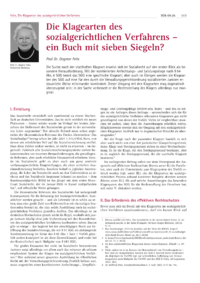 Dokument Die Klagearten des sozialgerichtlichen Verfahrens &ndash; ein Buch mit sieben Siegeln?