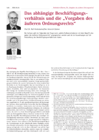 Dokument Das abh&auml;ngige Besch&auml;ftigungsverh&auml;ltnis und die &bdquo;Vorgaben des &auml;u&szlig;eren Ordnungsrechts&ldquo;