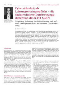 Dokument Cybersicherheit als Leistungserbringerpflicht &ndash; die sozialrechtliche Durchsetzungsdimension des &sect; 391 SGB V