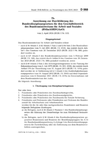 Dokument Anordnung zur Durchf&uuml;hrung des Bundesdisziplinargesetzes f&uuml;r den Gesch&auml;ftsbereich des Bundesministeriums f&uuml;r Arbeit und Soziales (BMinASBDGAnO)