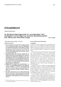 Dokument Zur Betriebsverm&ouml;genseigenschaft von &bdquo;verlustgeneigten&ldquo; Wirtschaftsg&uuml;tern und zum Beginn der sachlichen Gewerbesteuerpflicht (hier: Betrieb einer Photovoltaik-Anlage)