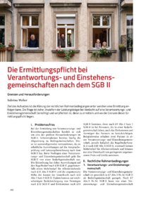 Dokument Die Ermittlungspflicht bei Verantwortungs- und Einstehensgemeinschaften nach dem SGB II