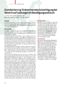 Dokument Grundsicherung: Einkommensber&uuml;cksichtigung bei Verzicht auf Leistungen im Bewilligungszeitraum