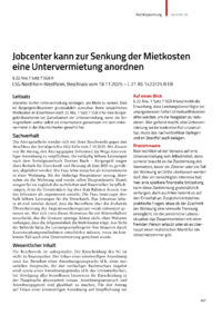 Dokument Jobcenter kann zur Senkung der Mietkosten eine Untervermietung anordnen