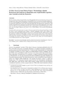 Dokument 25 Jahre Texas German Dialect Project: Methodologie, digitale Ressourcen und Analysen zu diachronen und vergleichenden Aspekten einer Kontaktvariet&auml;t des Deutschen