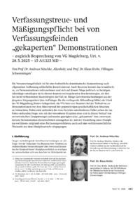 Dokument Verfassungstreue- und M&auml;&szlig;igungspflicht bei von Verfassungsfeinden &bdquo;gekaperten&ldquo; Demonstrationen