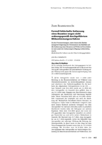 Dokument Formell fehlerhafte Entlassung eines Beamten wegen nicht ordnungsgem&auml;&szlig; durchgef&uuml;hrtem Mitbestimmungsverfahren