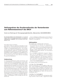 Dokument Stellungnahme des Bundesverbandes der Rentenberater zum Referentenentwurf des BMJV